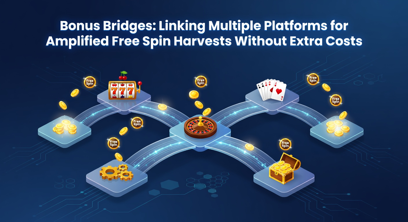 Network diagram showing bonus flows bridging slot apps with multiplied free spin counters and zero-cost icons