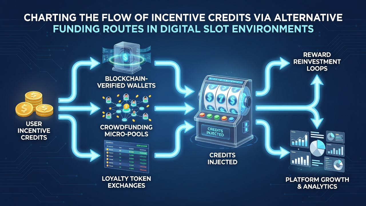 Flowchart illustration showing incentive credit movement from alternative funding sources to slot game balances