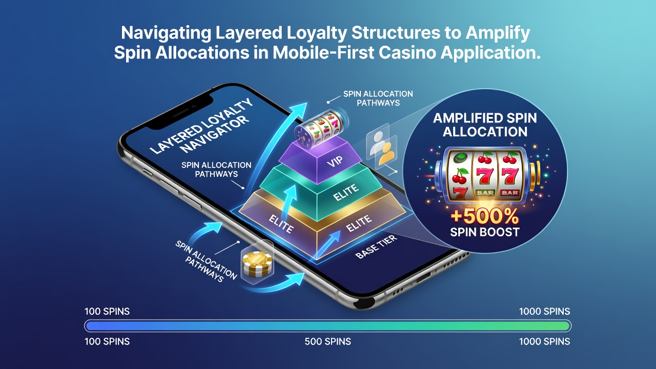 Loyalty tier dashboard on a mobile casino app with spin reward indicators