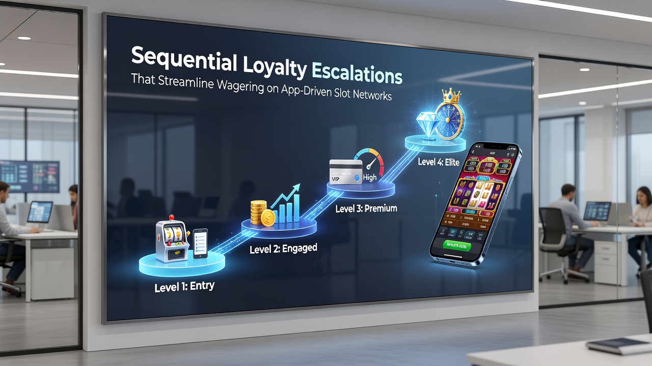 Chart displaying sequential loyalty tier benefits and reduced wagering multipliers across app networks