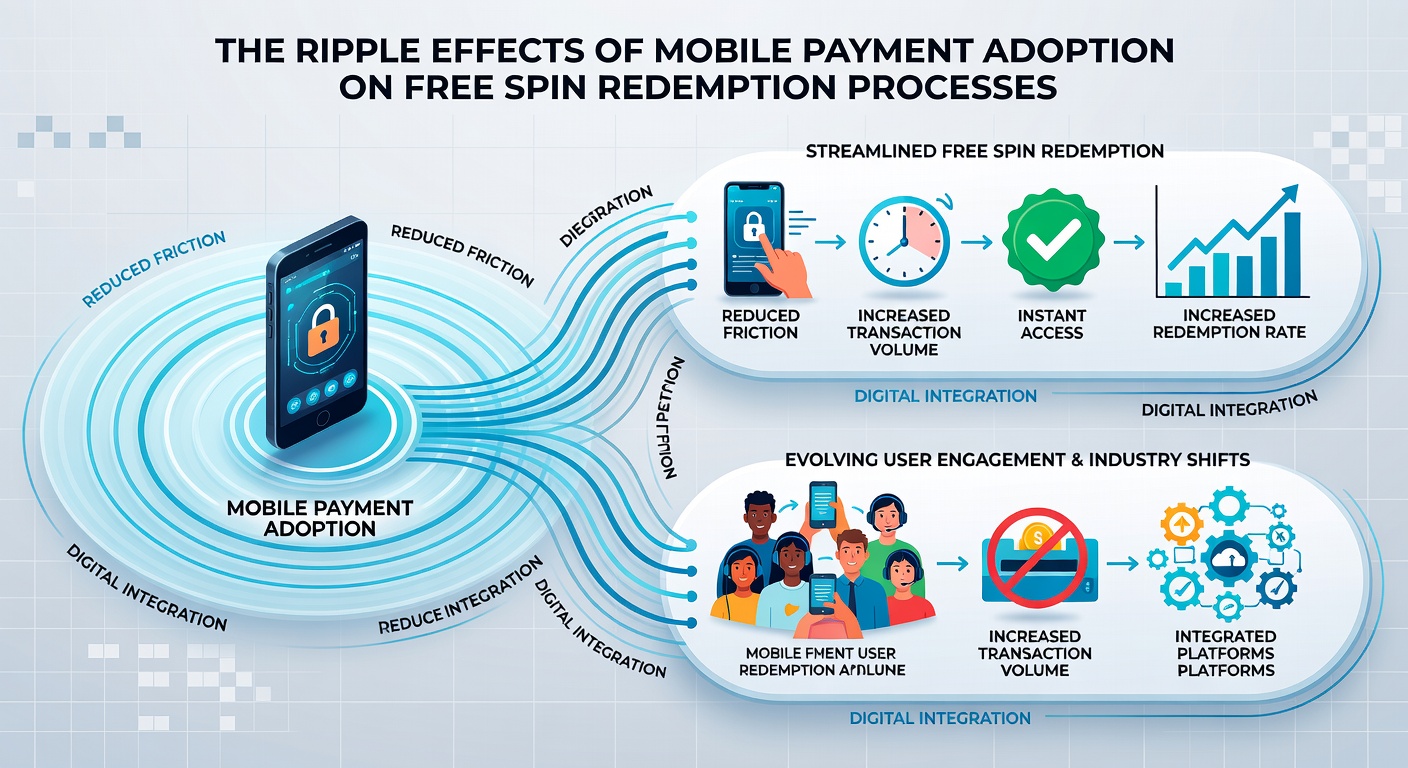 Infographic illustrating the flow of mobile payments into free spin redemptions with icons for wallets, carriers, and gaming platforms