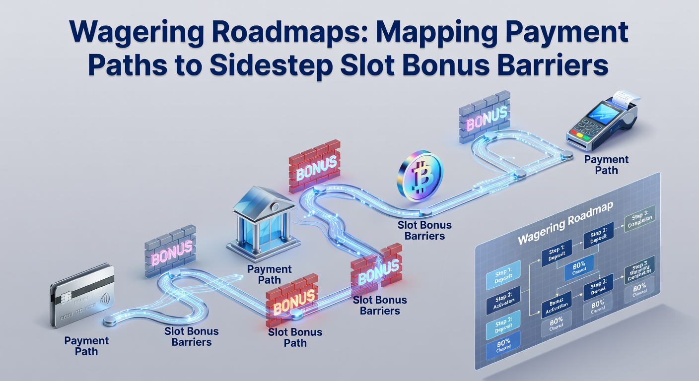 Infographic depicting a branching roadmap of payment icons leading to reduced wagering checkpoints in slot bonus landscapes